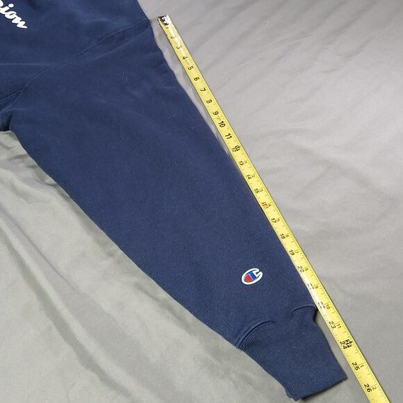 Champion Reverse Weave Sweatshirt Mens XL Navy Blue Crew Neck Spellout Logo XL - Picture 10 of 11
